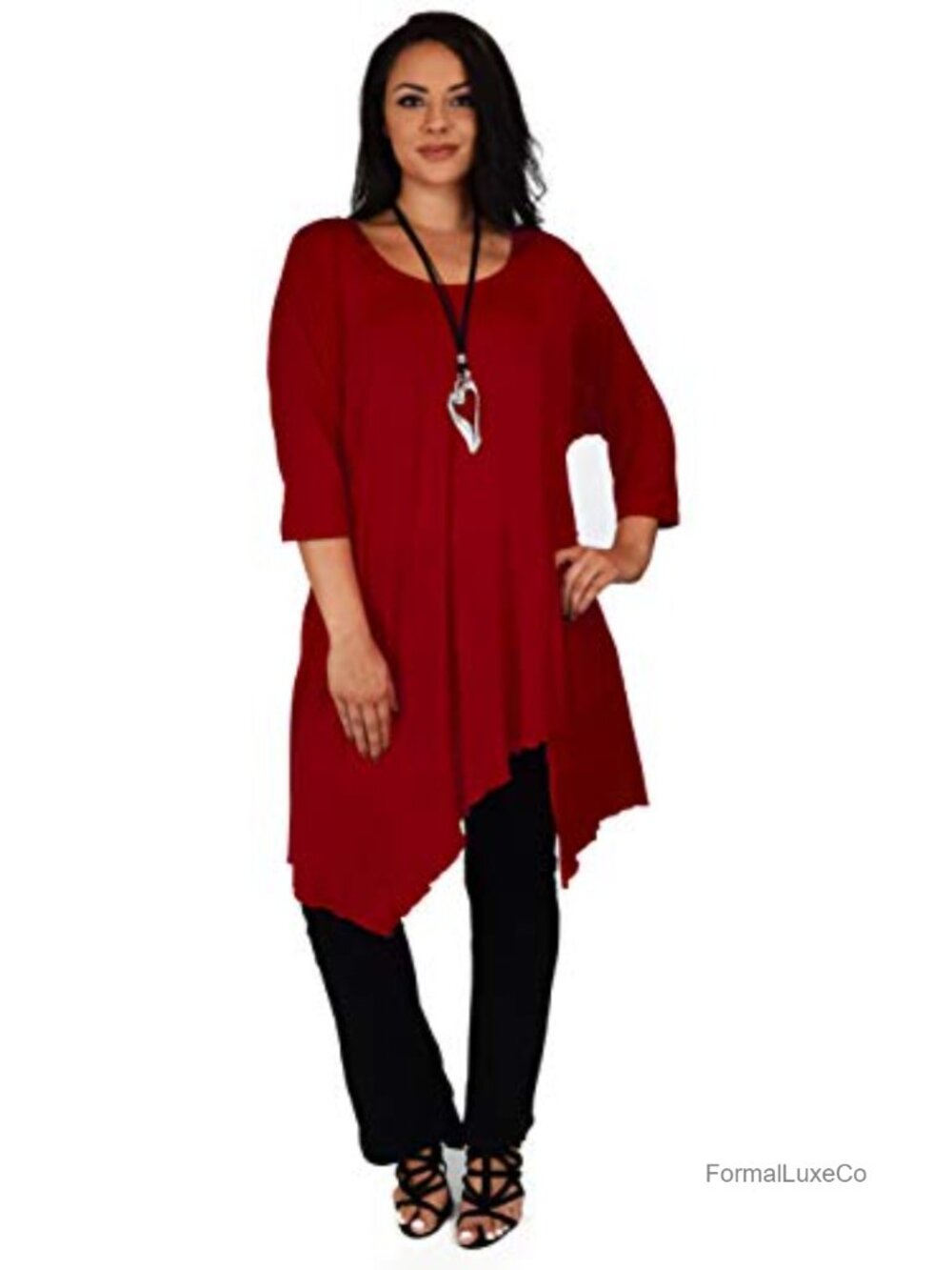 Women Plus Size Asymmetrical Long Tunic Shirt Dress Top
